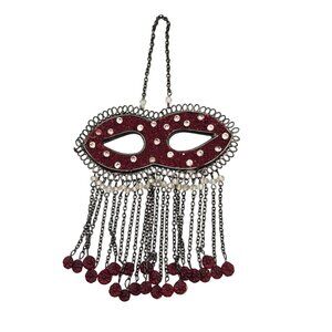 Katherines Collection Masquerade Hanging Red Jeweled Fringe Mask